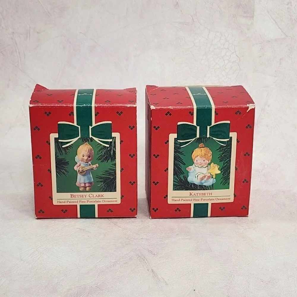 2 Hallmark Keepsake Christmas Ornaments KATYBETH/BETSEY CLARK Porcelain